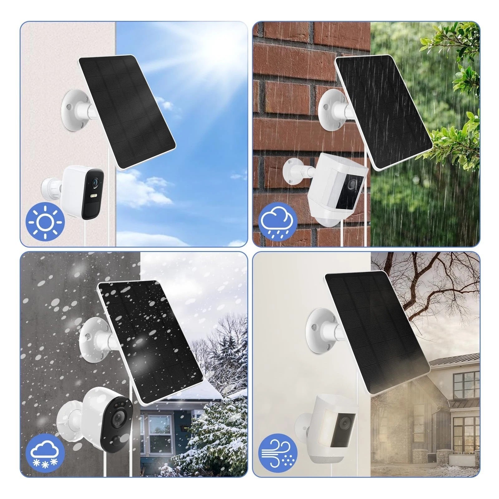 4W Solar Panel for Security Camera IP65 Waterproof 5V Solar Chargers with 9.8ft