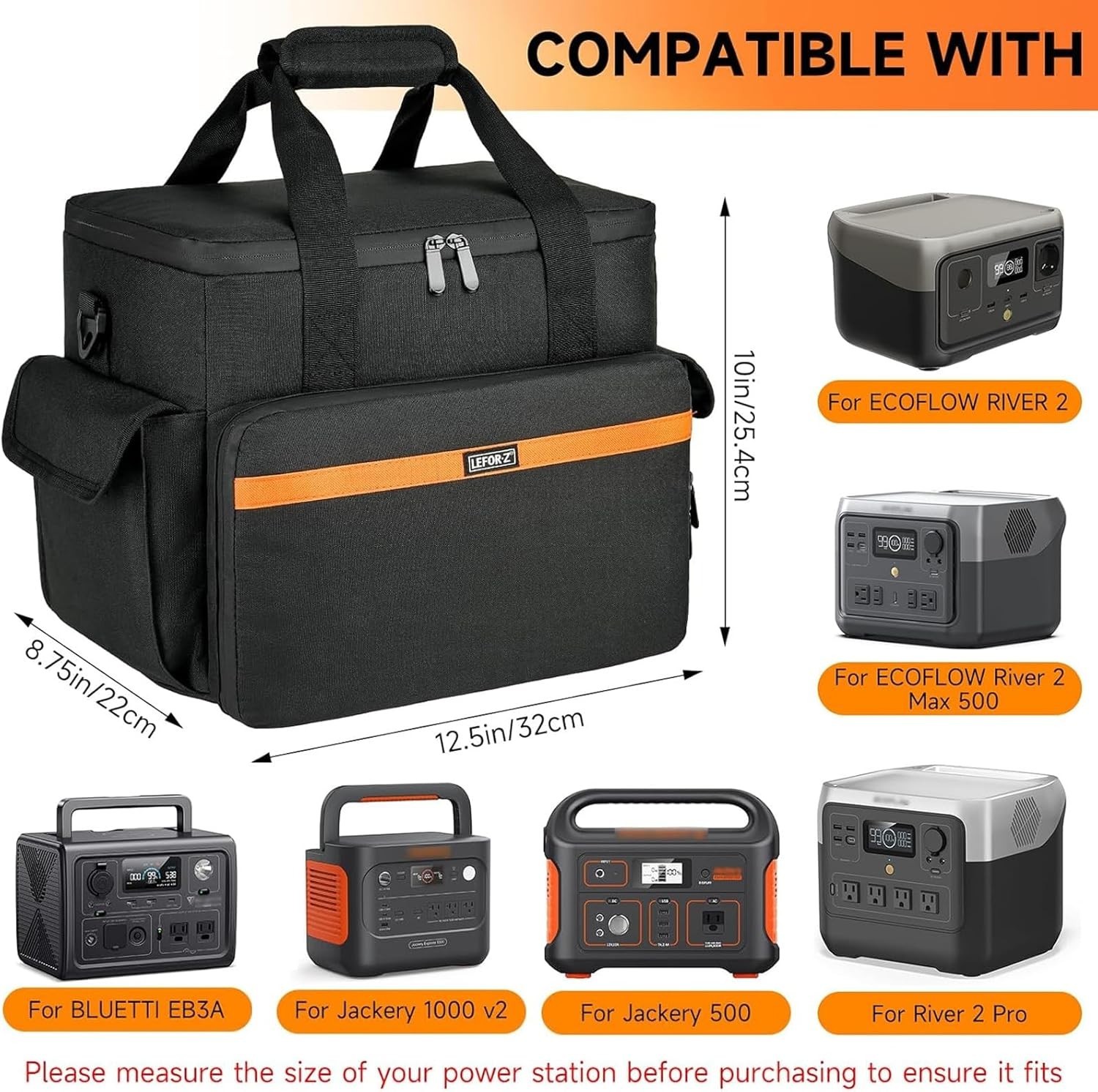Multi-Functional Carry Bag for BLUETTI & Jackery Power Stations, 12.5″ Size