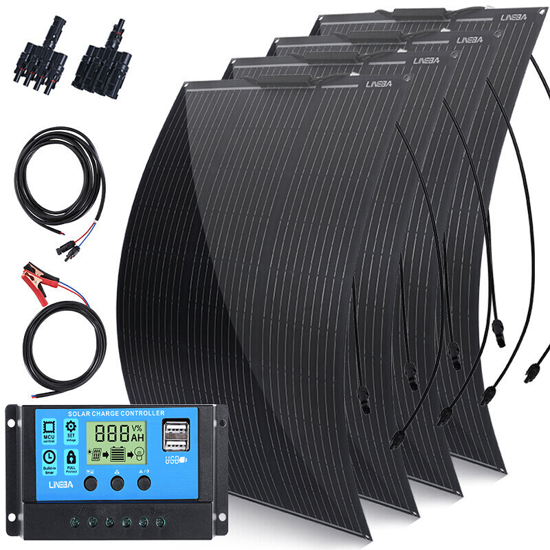 200W 400W Flexible Solar Panel Kit Potable Solar Charger for RV Camper Boat Home