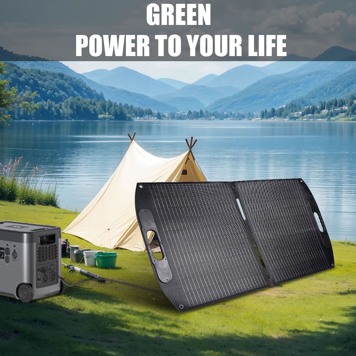LINEBA 110W Portable Solar Panel Kit for Home RV Power Station, IP68 Waterproof