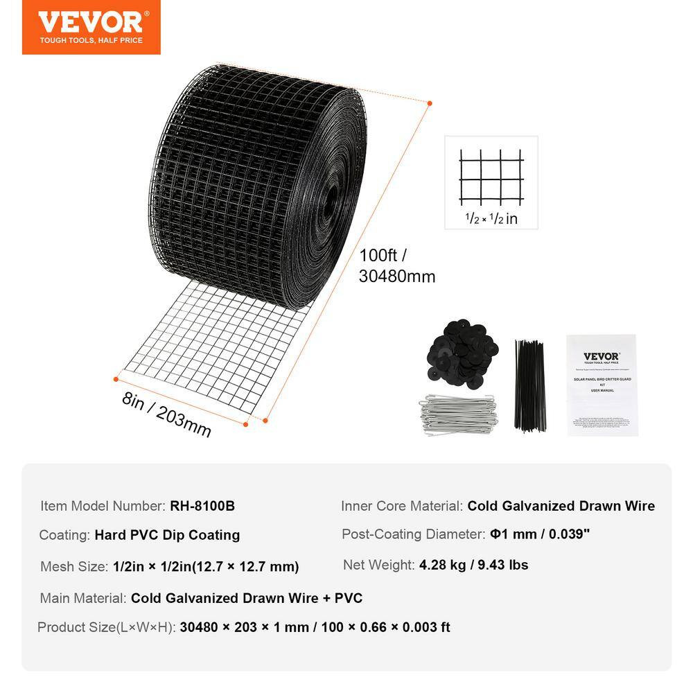 8 In. X 100 Ft. Solar Panel Bird Guard, No Power Source, Critter Guard Roll Kit