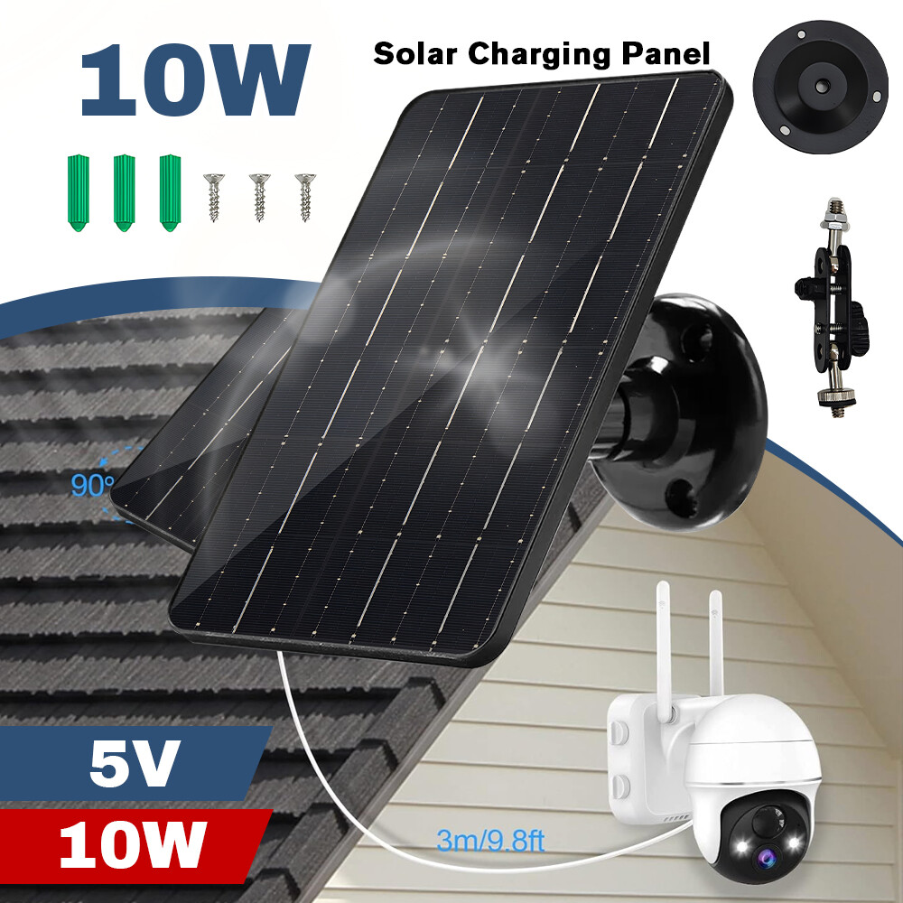 10W 5V Solar Panel USB C Power Outdoor Battery Charger for CCTV Camera Security