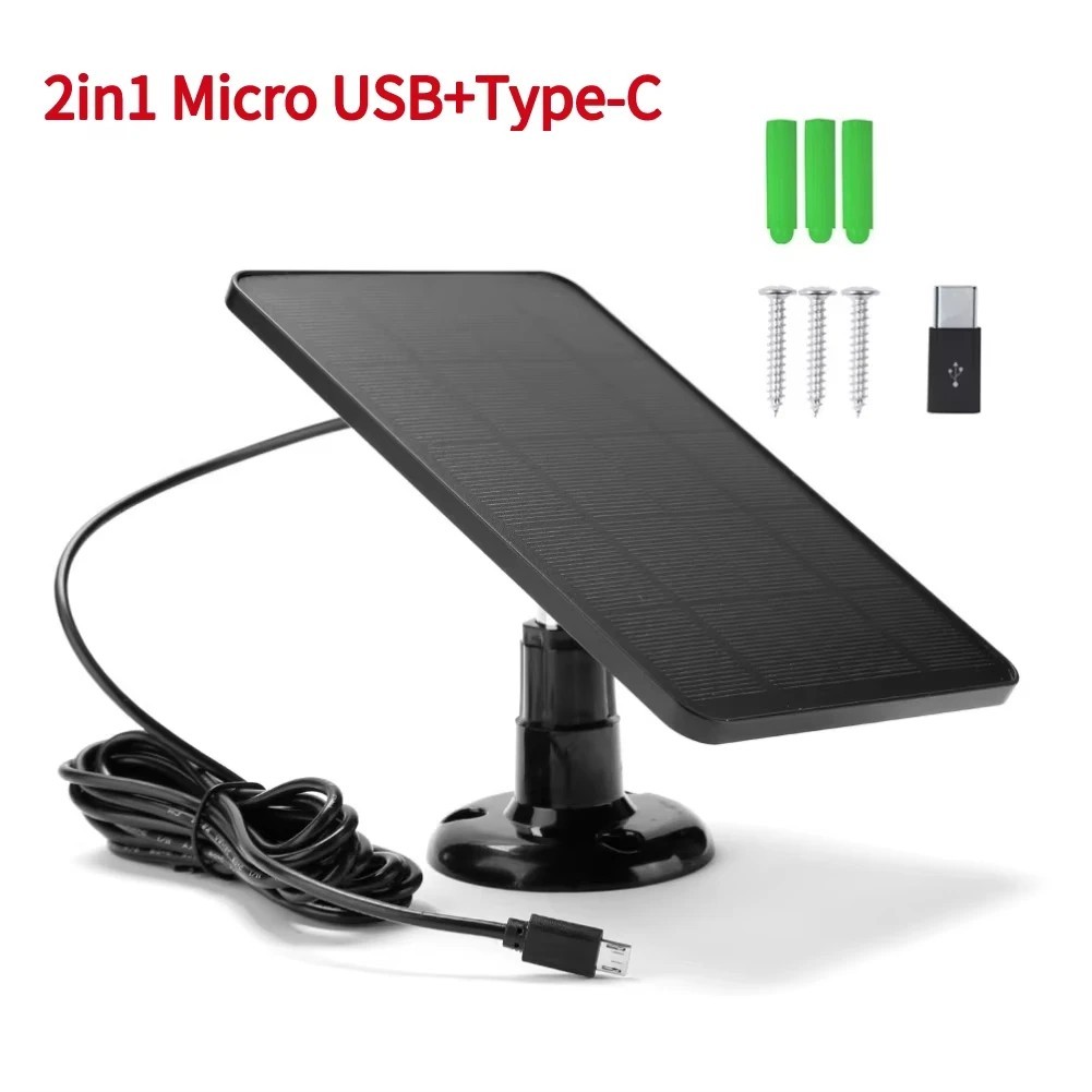 Solar Panel for Outdoor Camera Security Cam Micro USB Battery Charger 10W Output