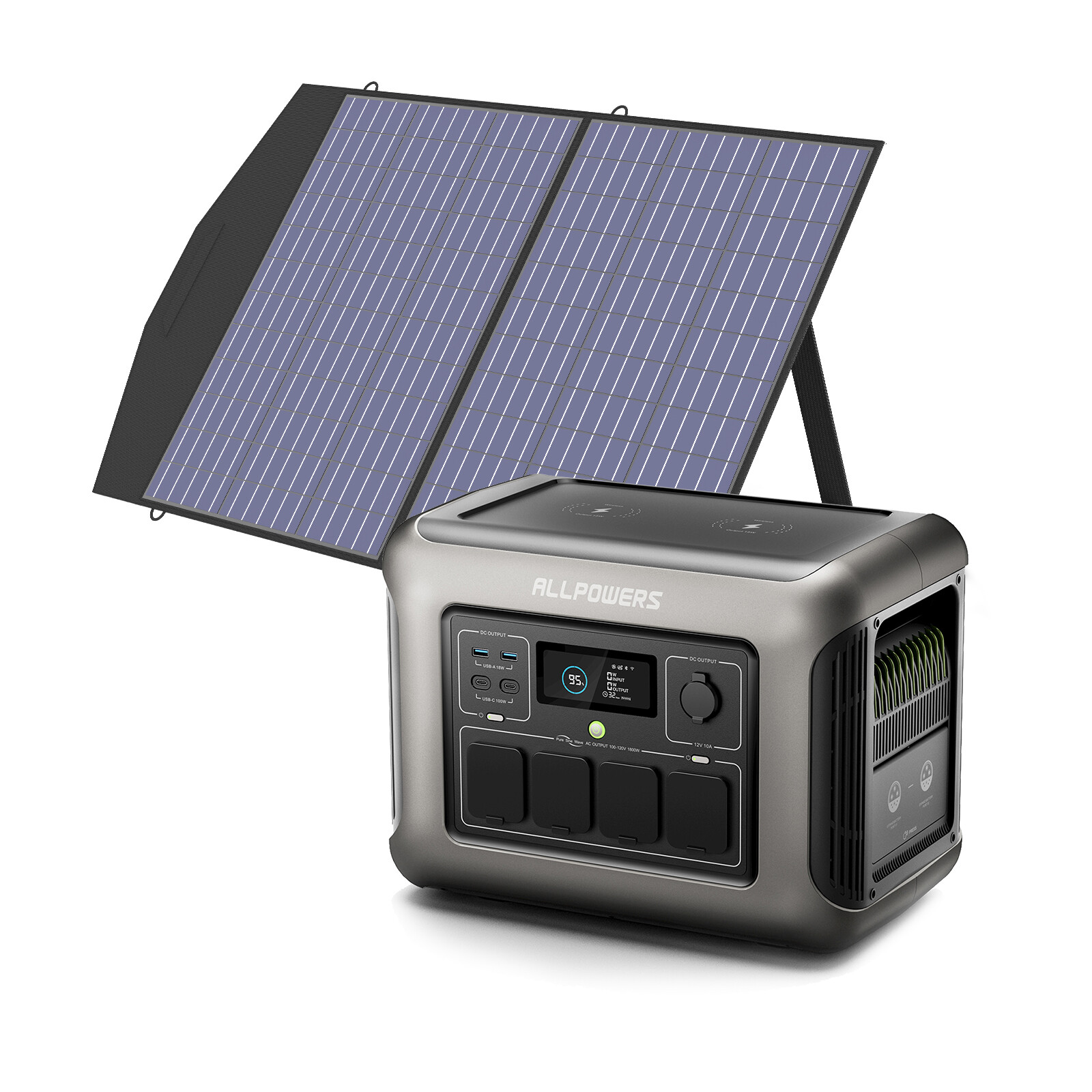 ALLPOWERS 1800W (3000W Peak) Power Station Solar Generator + 100W Solar Panel