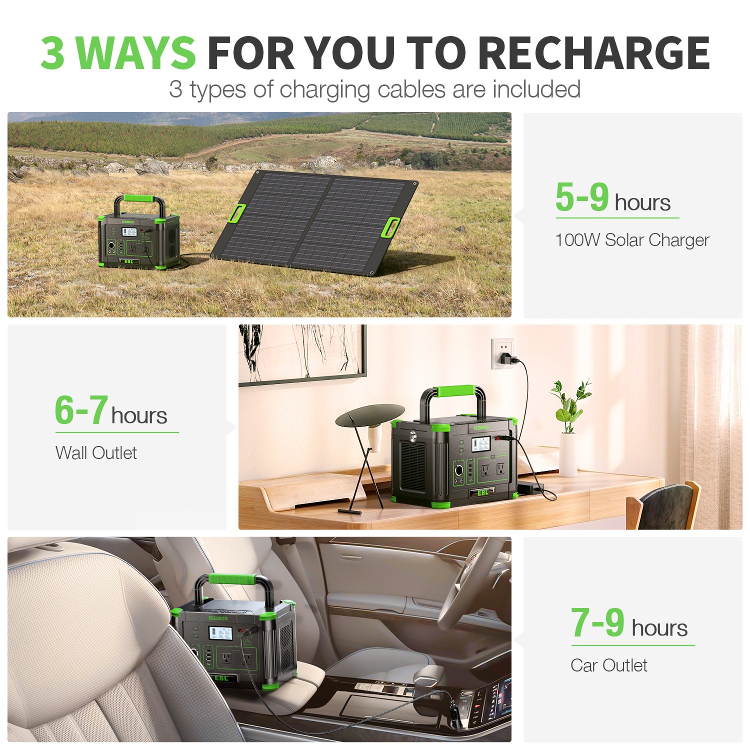 500W 519Wh Power Station Portable Solar Generator RV Backup Battery Camping