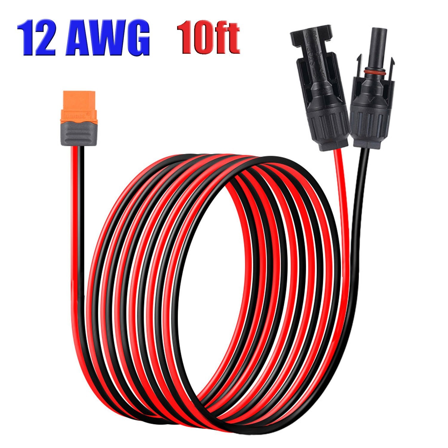 12 AWG 10ft XT60i Female to Solar Connector Solar Panel Extension Charging Cable