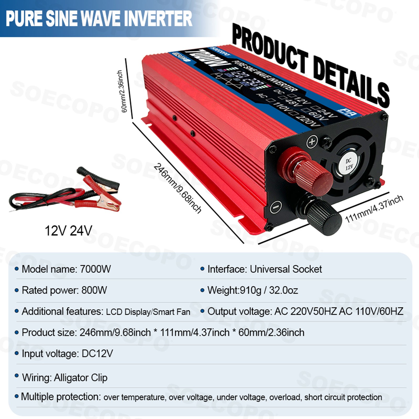 7000W Solar System Kit 100A Controller DC12V AC110 220V Panel for RV Boat CampIY