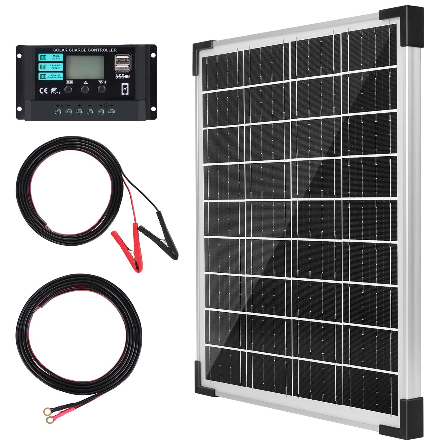 Solar Panel Kit 20W 12V, Solar Battery Charger with 10A Charge Controller and…