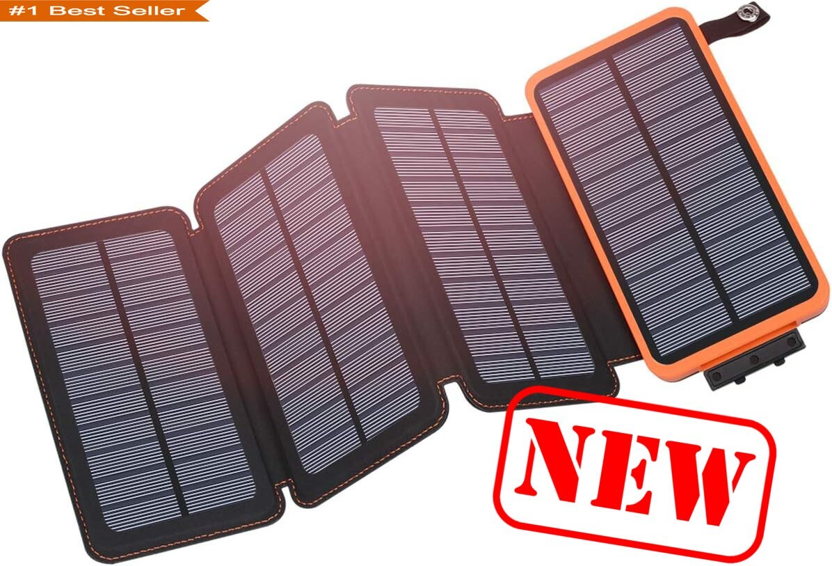 Cargador solar de 25000 mAh, batería externa portátil USB C para exteriores con