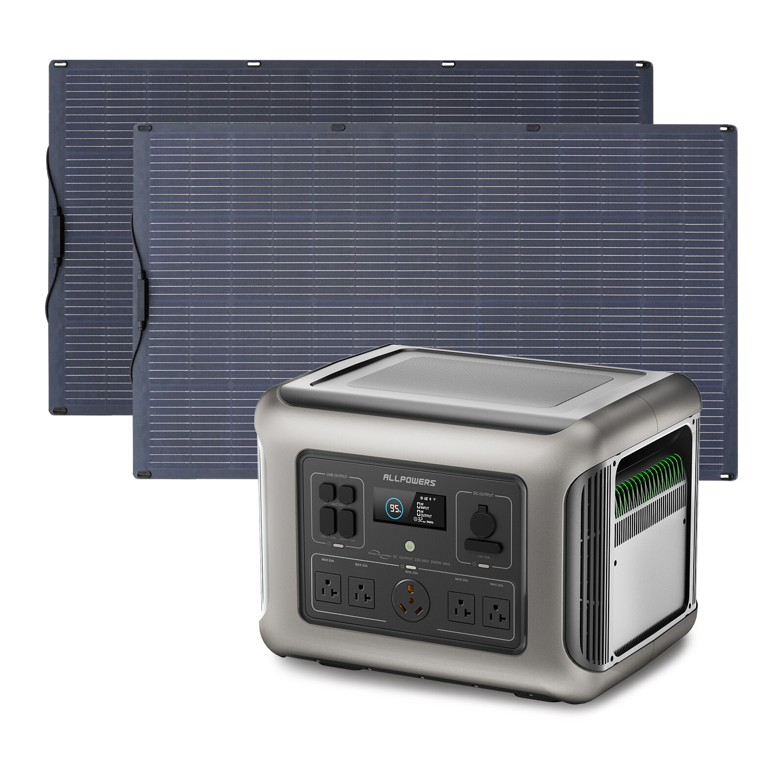 ALLPOWERS 4000W(peak) Portable Power Station with 2X 200W Flexible Solar Panel