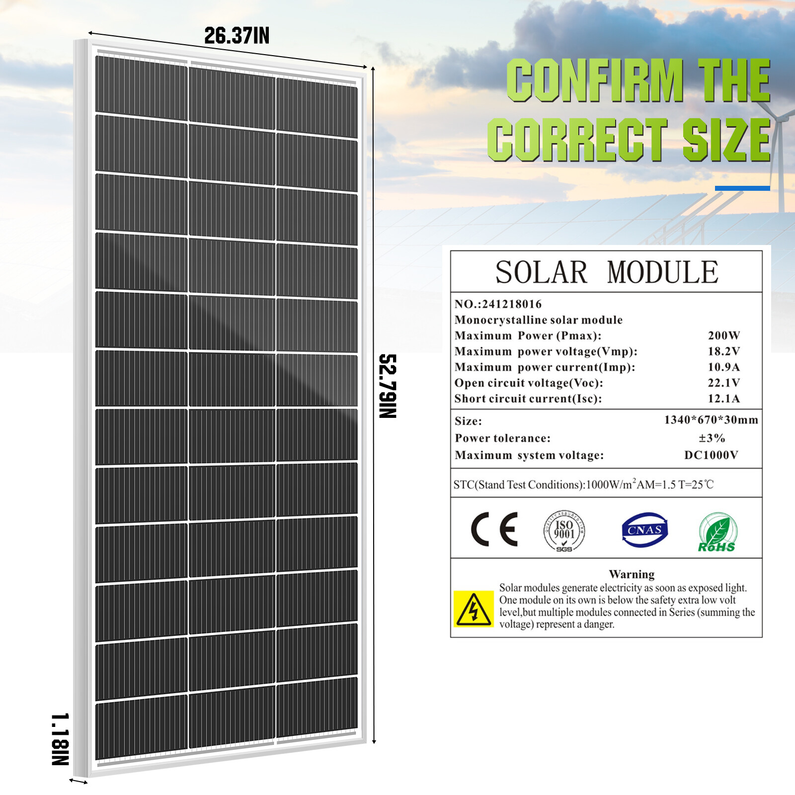 200W-1KW Watt Mono Solar Panel 12V Charging Off-Grid battery power RV Home Boat