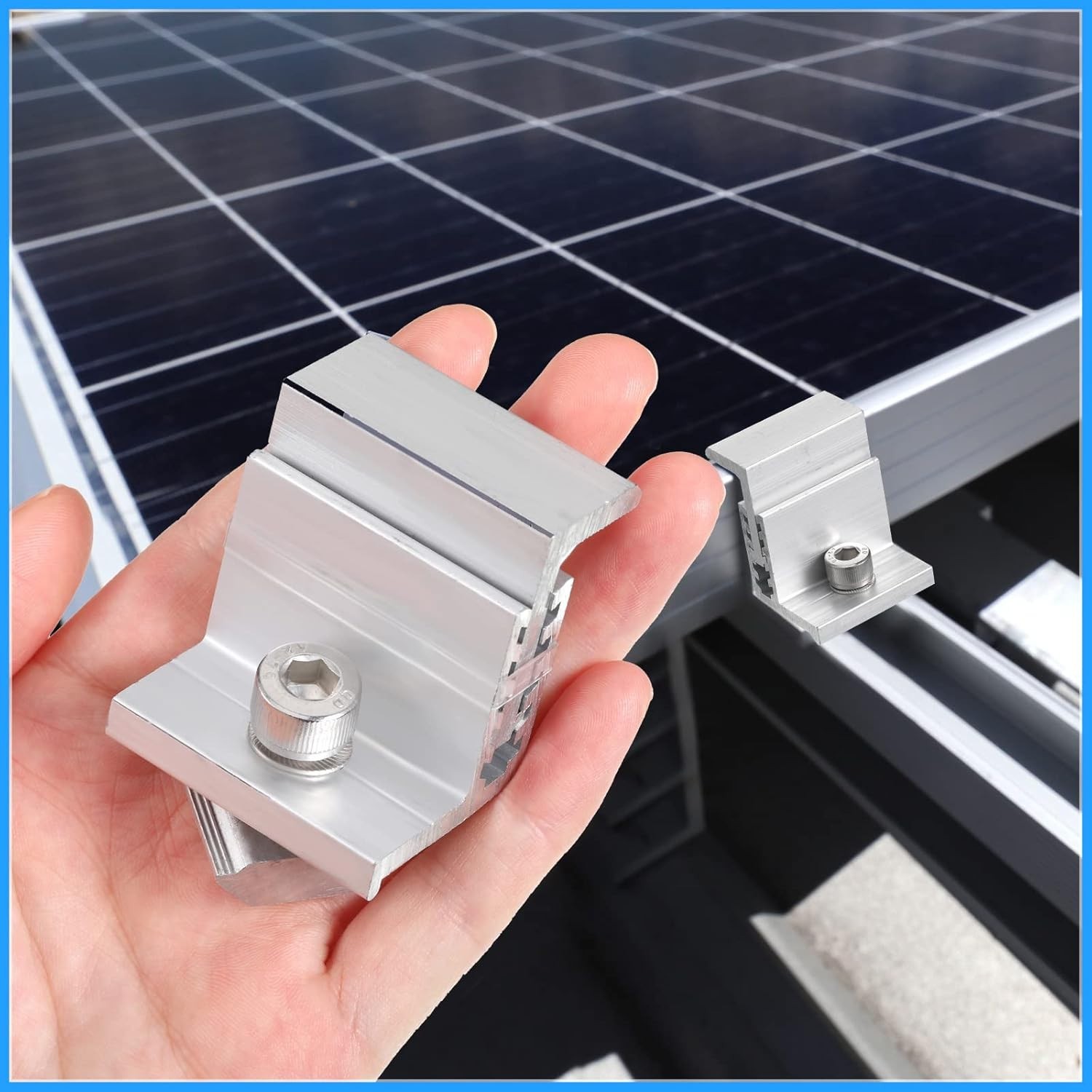 40 Pack Adjustable Solar Panel End Clamps – Durable Aluminum Mounting Hardware