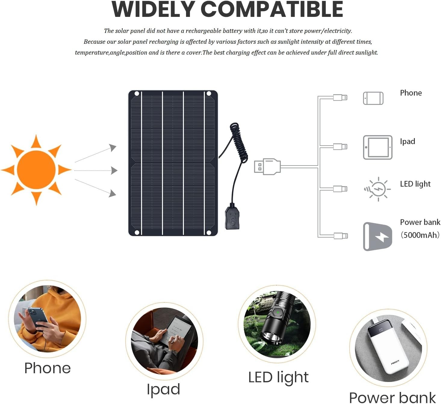 High-Efficiency 6W Solar Panel – Lightweight, USB-Powered & Waterproof