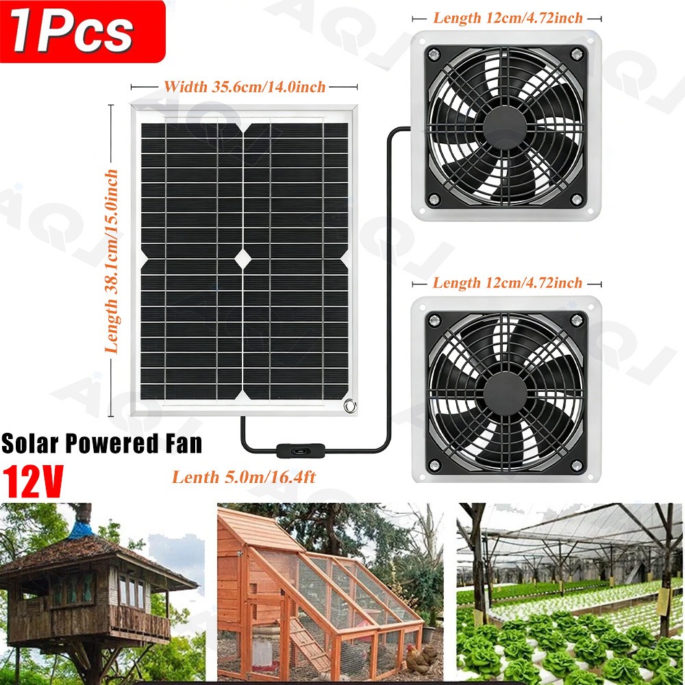 Solar Panel Fan Kit 30W IP57 Waterproof for Outside Small Chicken Coops