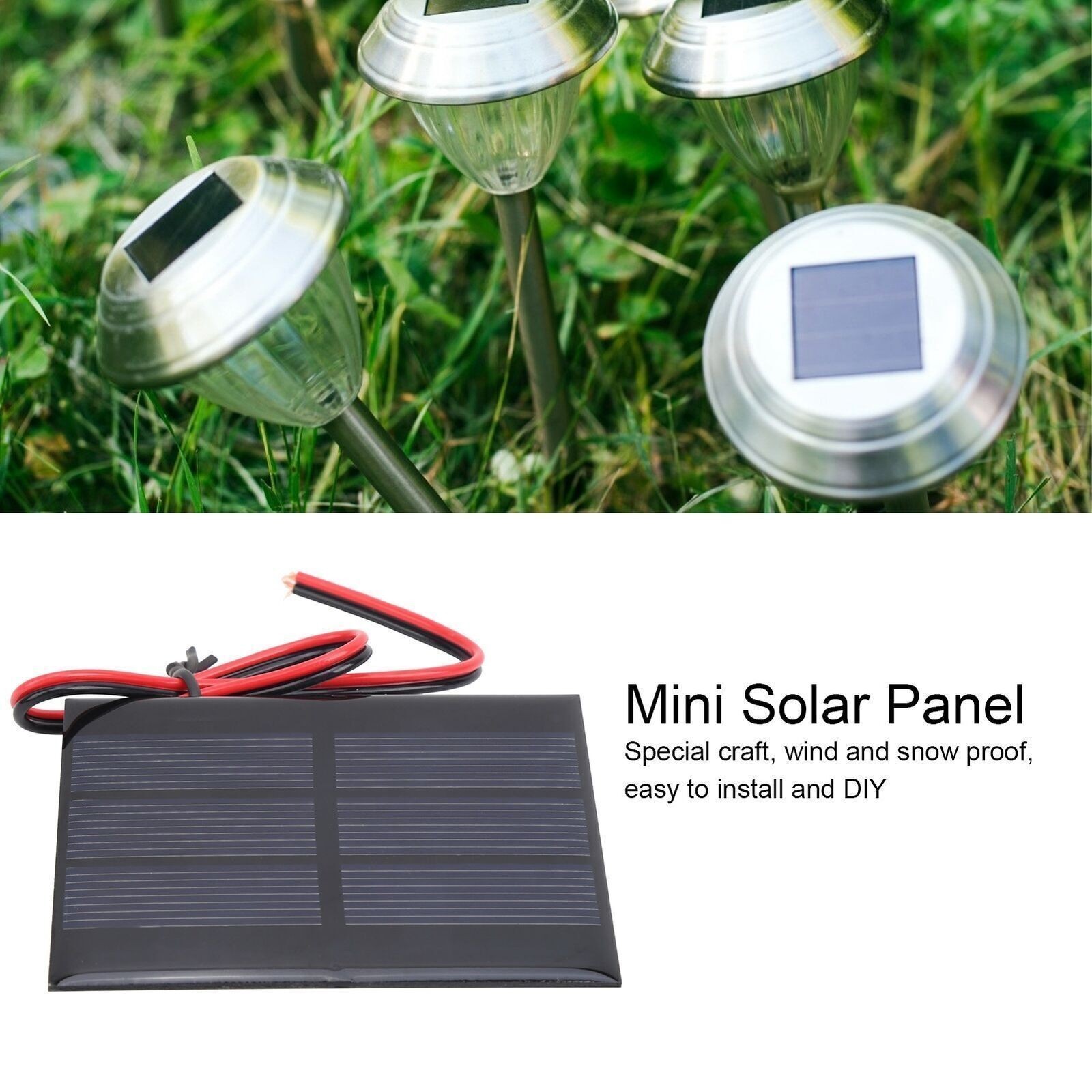 5Pcs Mini Solar Panel Battery Cell Board Module with 30cm Wire 60 x 80 x 3MM