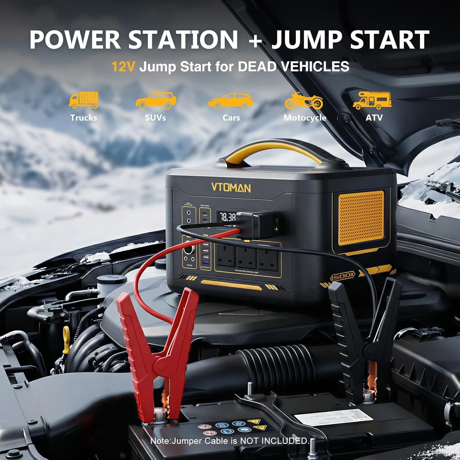 VTOMAN Jump 1500X Portable Power Station 1500W (3000W Peak), 828Wh LiFePO4 (LFP)