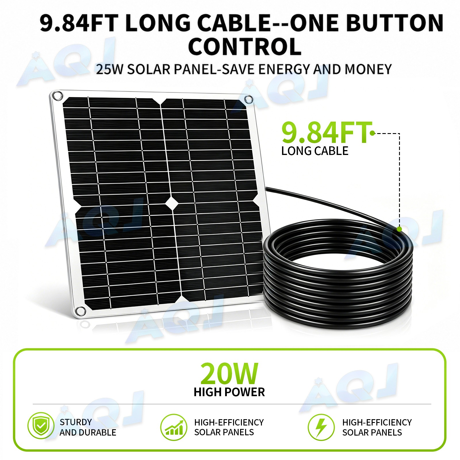 Solar Fan with Battery,30W Solar Panel Powered Fan Kit with Waterproof Dual