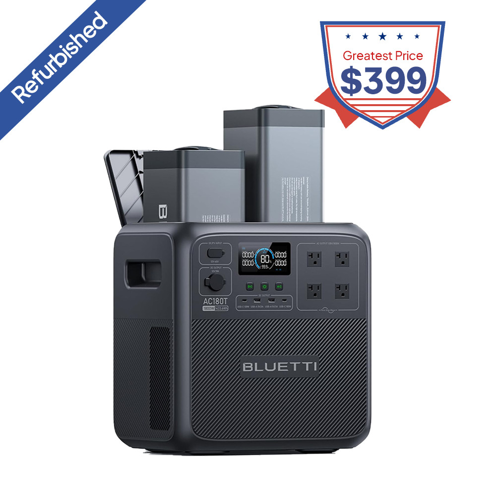 BLUETTI AC180T 1800W 1433Wh Power Station Swappable Battery Design for Travel