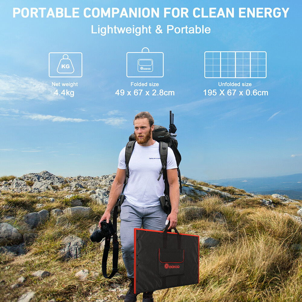 Dokio 200w 12v Portable Foldable Mono Solar Panel Kit for Caravan,Power station