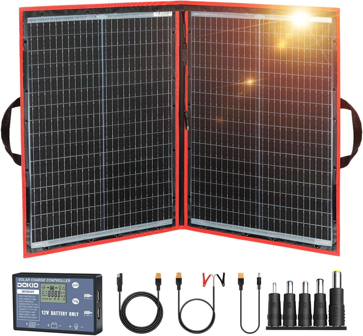 100W Portable Foldable Solar Panel Kit (19X26In, 5.3Lb), with Separate Controlle
