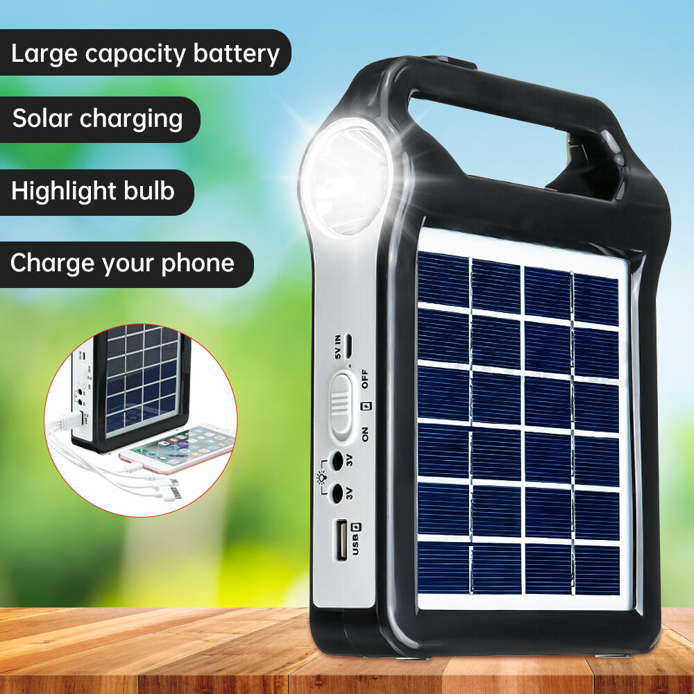 Portable Solar Generator 6V 2W Solar Panel Power Storage Generator Home System