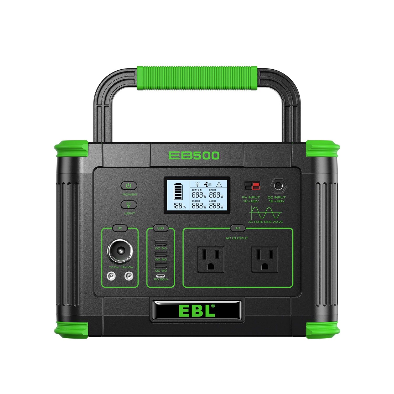 500W 519Wh Power Station Portable Solar Generator RV Backup Battery Camping