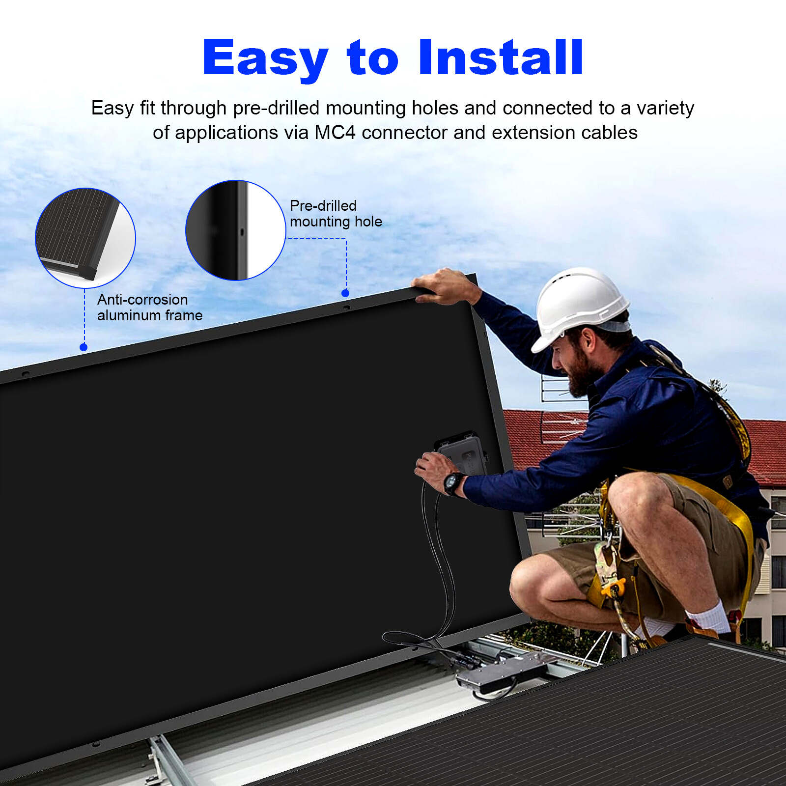 100W 170W 200W 300W Watt Monocrystalline Solar Panel 12V RV Boat Home Off Grid