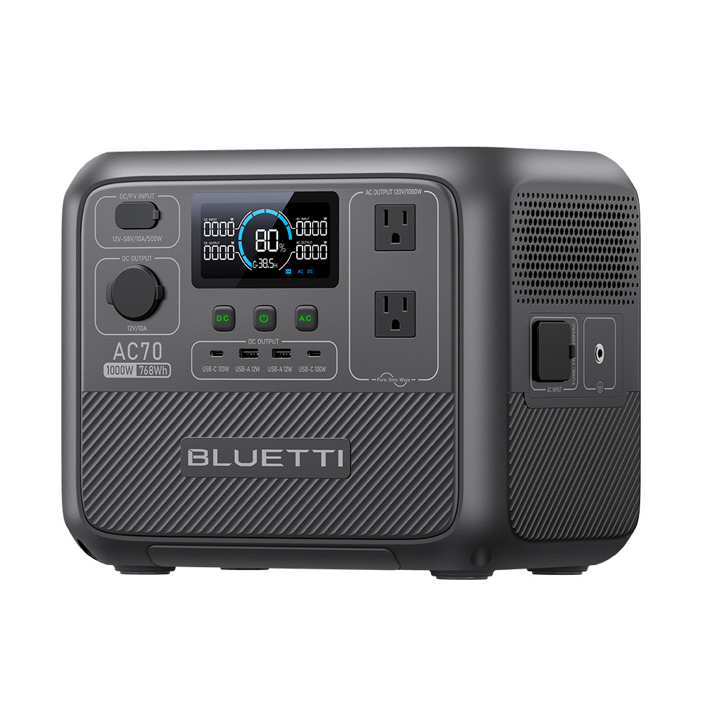 BLUETTI AC70 1000W 768Wh Portable Power Station LiFePO₄ Battery for Road Trip