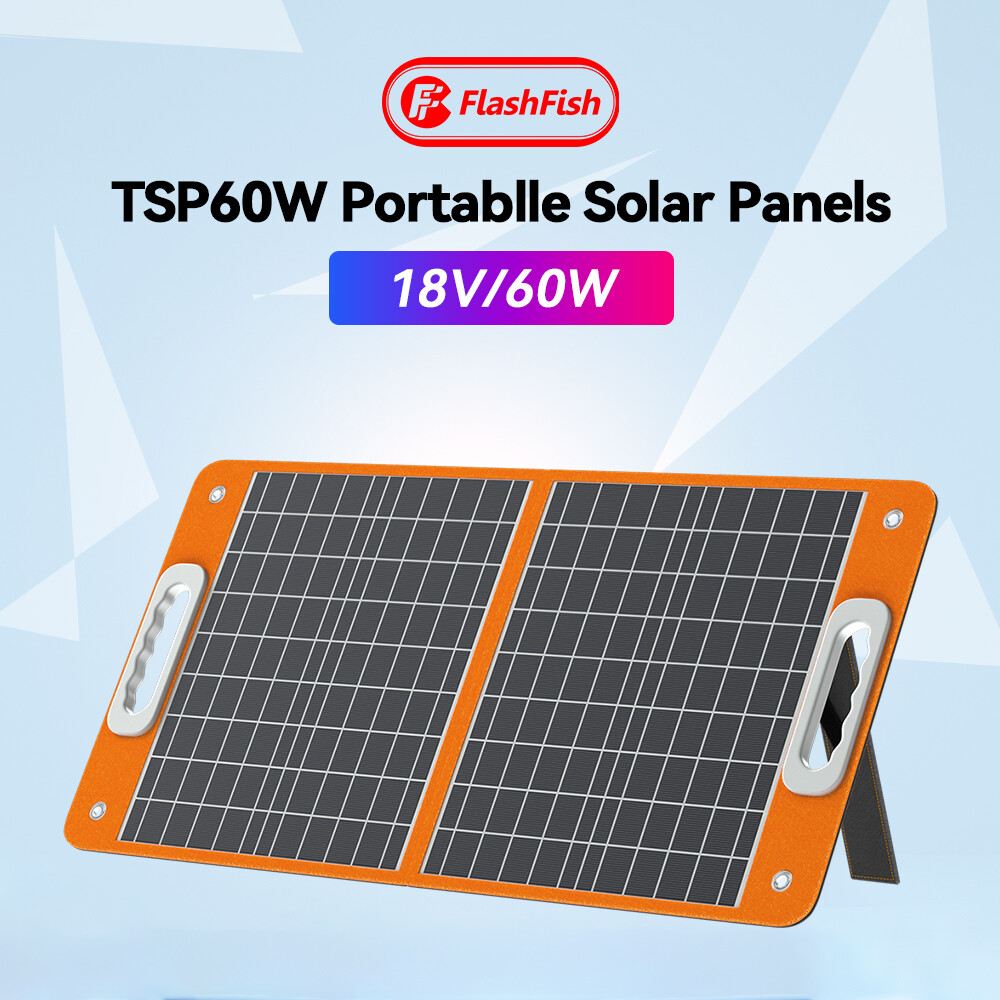 Flashfish 60W Foldable Solar Panels with 18W USB and 18V DC for Outdoor Camping