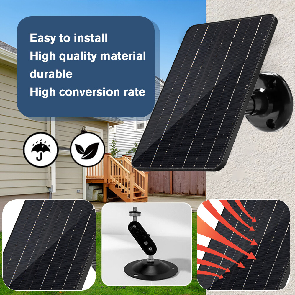 10W Solar Panel 5V Type-C Solar Panel Waterproof 9.8ft Cable for Security Camera