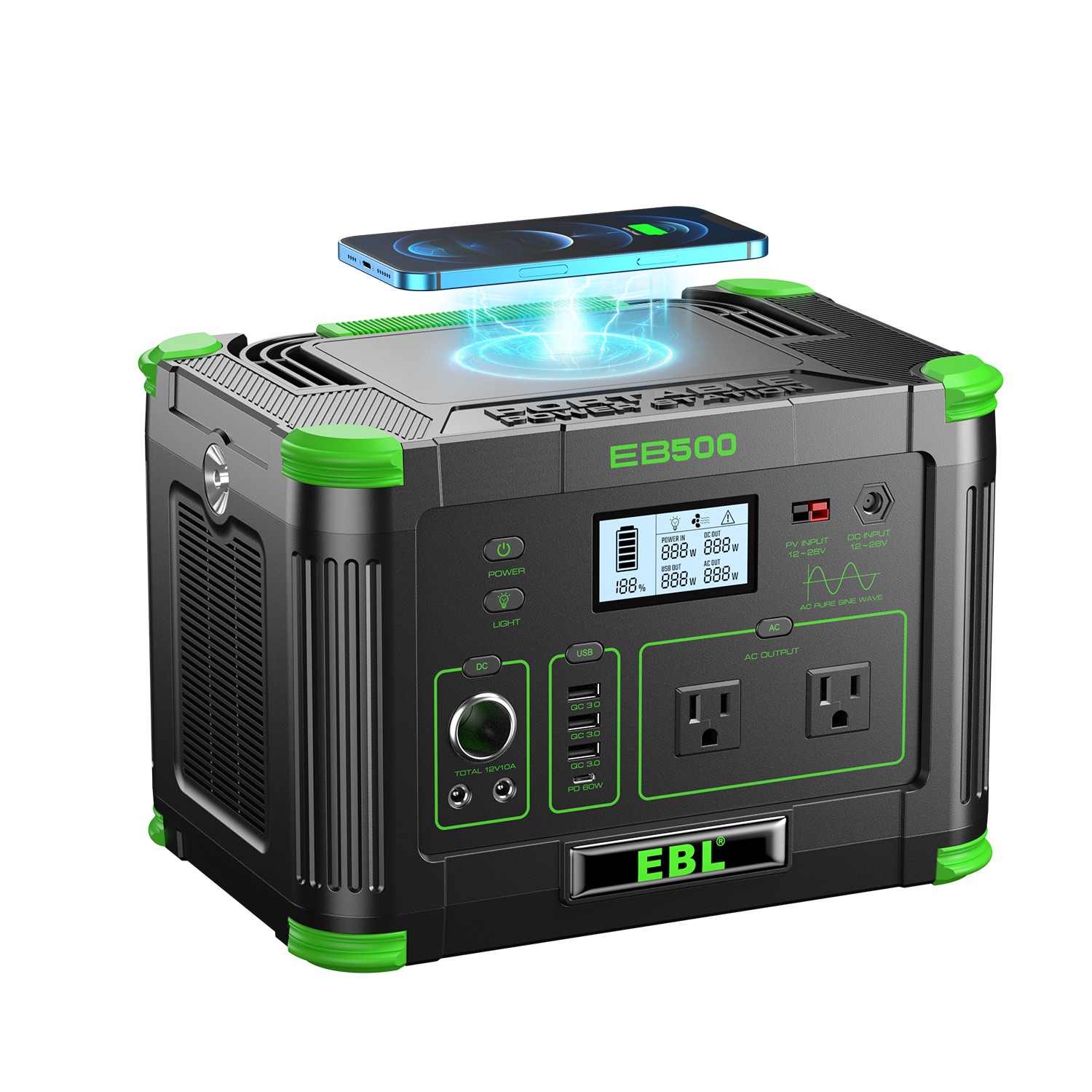 500W 519Wh Power Station Portable Solar Generator RV Backup Battery Camping