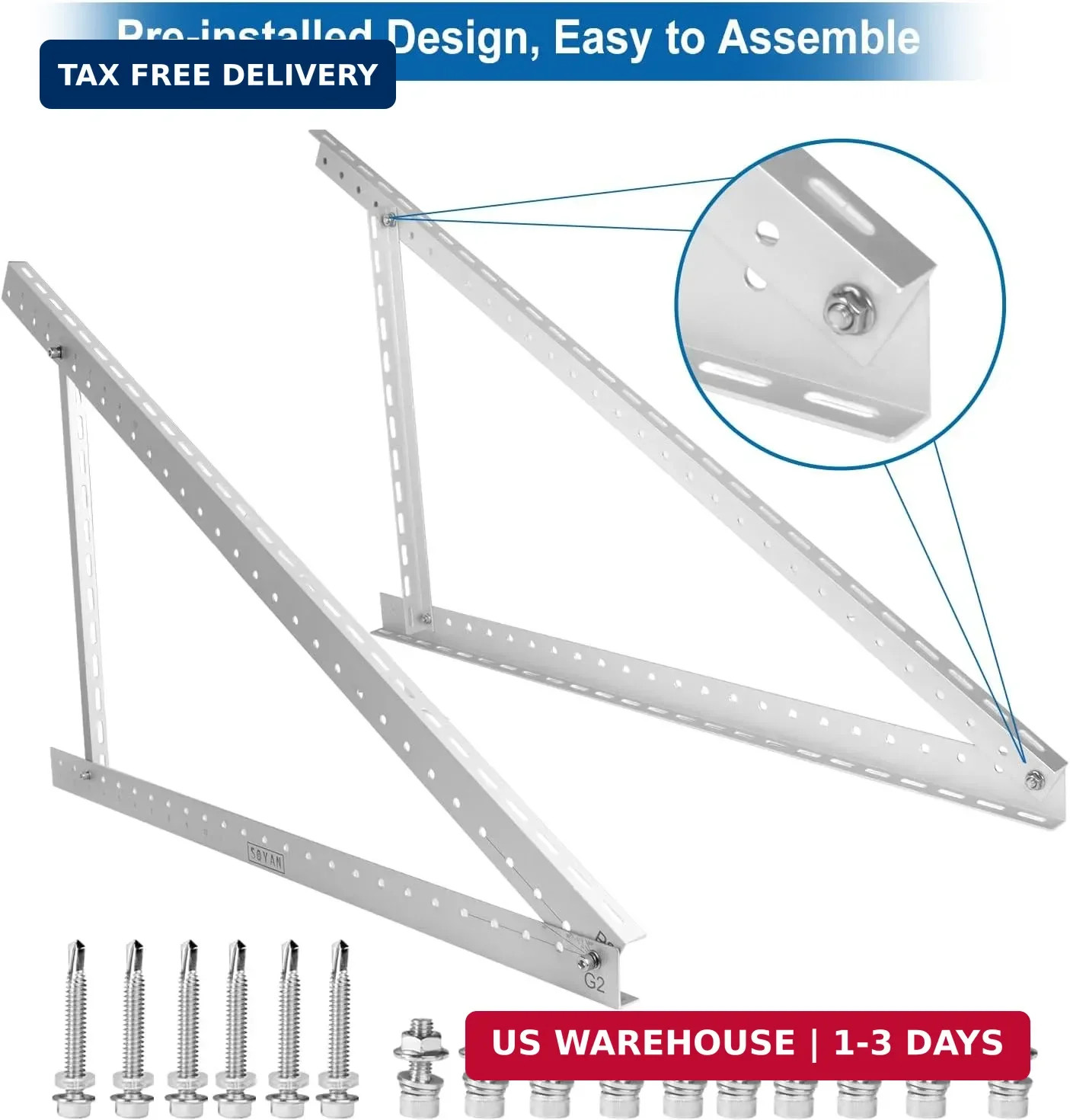 45 Inches Solar Panel Mount Brackets for 100-400 Watts Solar Panel with Enhanced