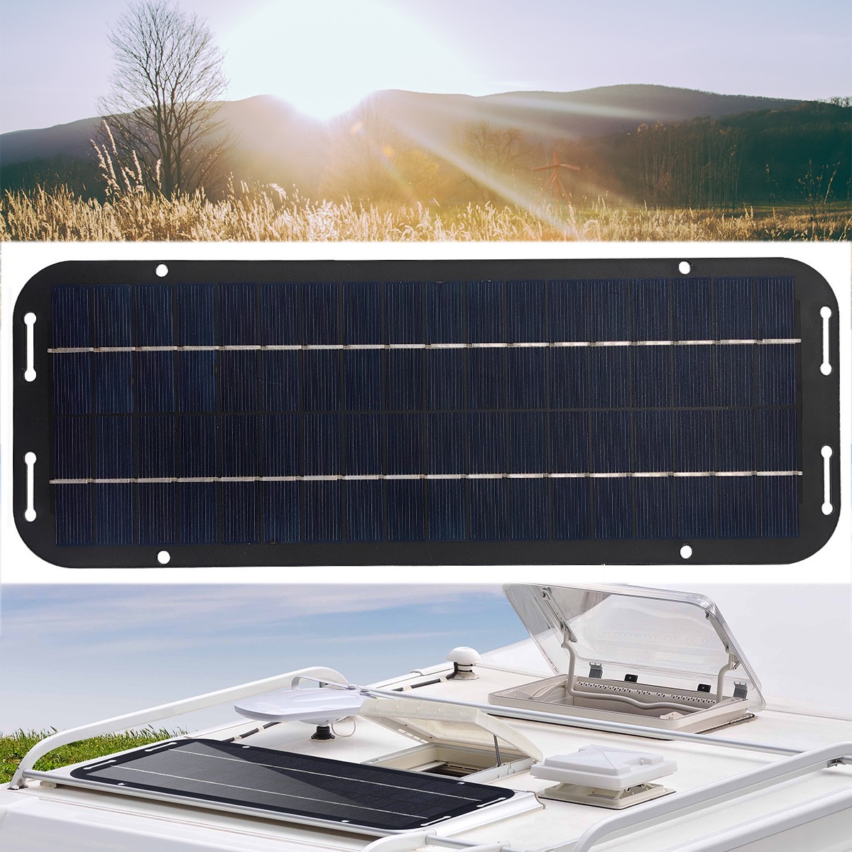 30W 12V Solar Panel Kit Waterproof Trickle Charger Battery Powered For Rv Car