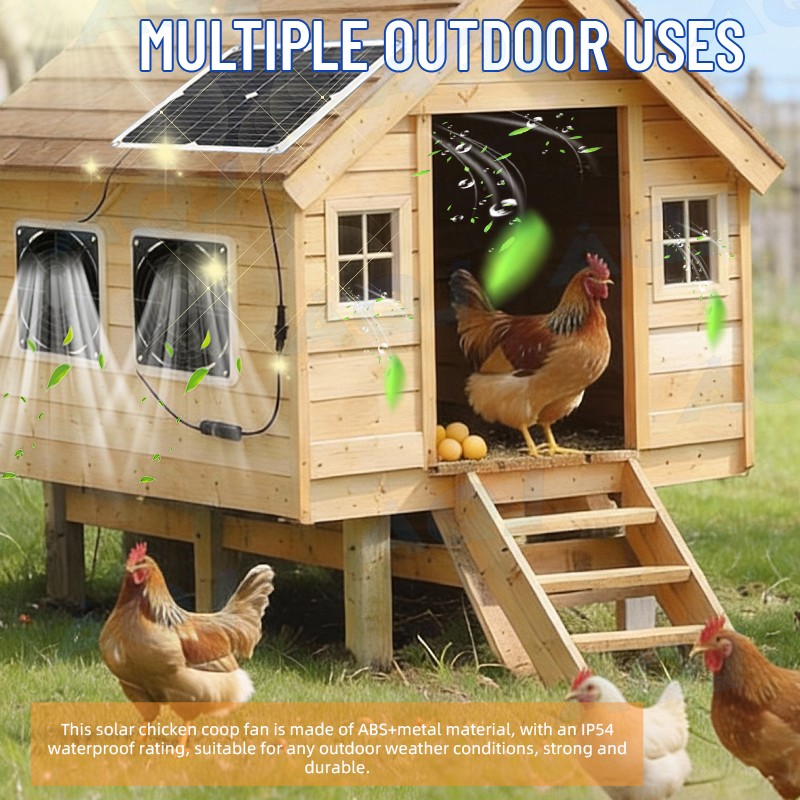 18V Solar Powered Fan Kit Solar Panel Waterproof DC Exhaust Fan for Chicken Coop