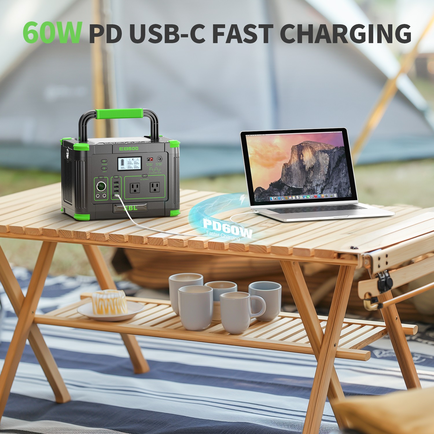 500W 519Wh Power Station Portable Solar Generator RV Backup Battery Camping