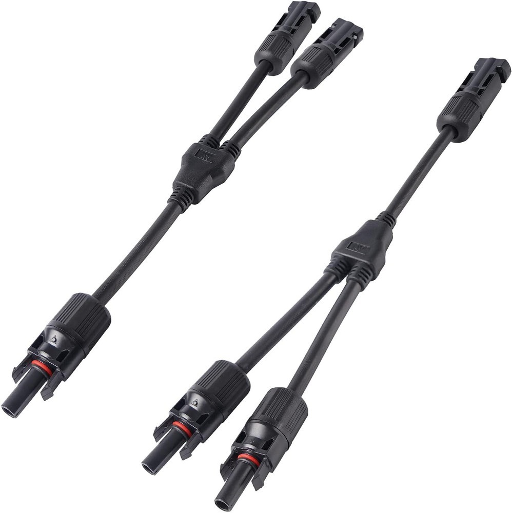 2x Solar Panel Y Branch Cable Connection Waterproof Adapter Connector Extension