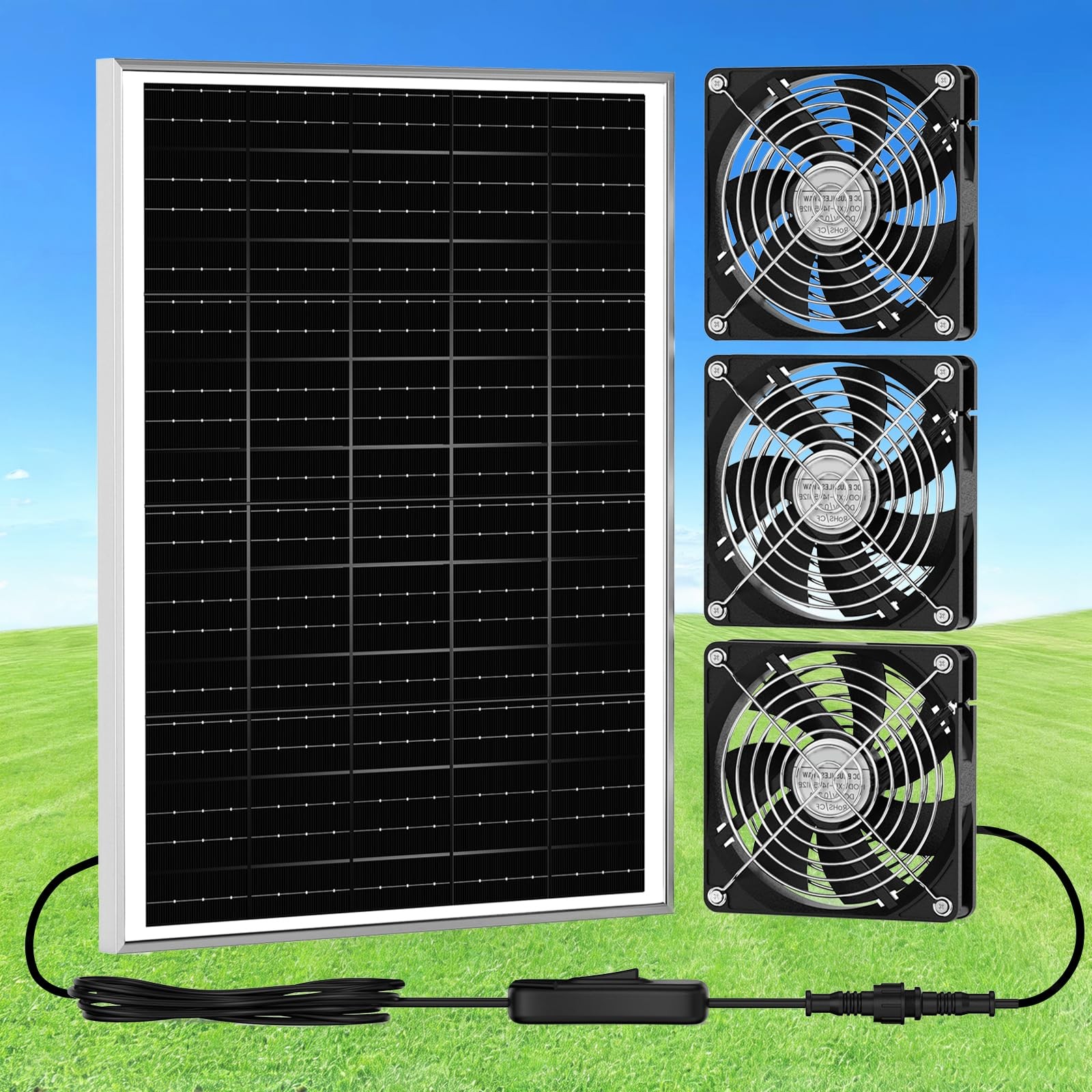 Solar Chicken Coop Fan 5.5″ 30W 3200 RPM – Outdoor Air Circulation Cooling