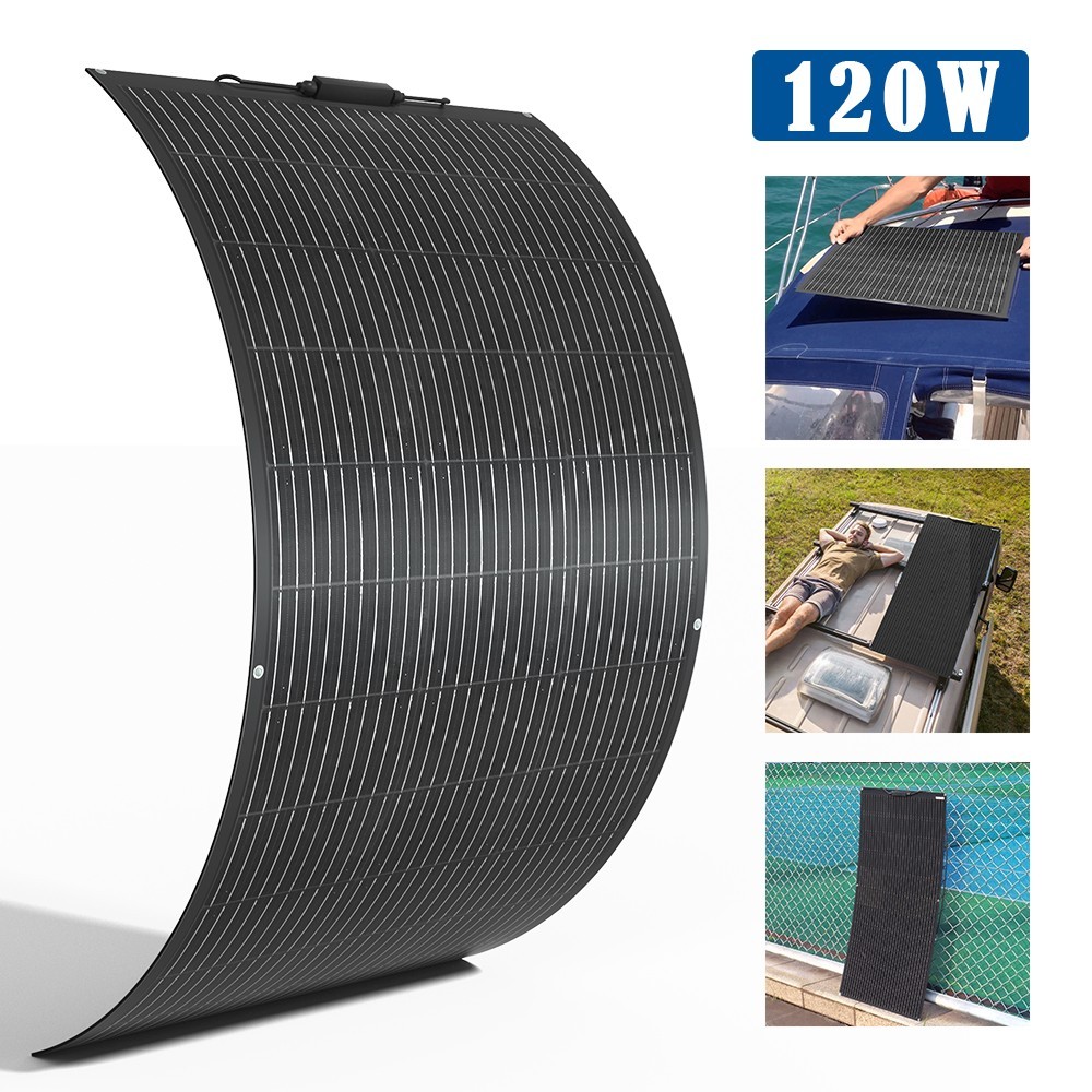 120W Flexible Solar Panel 12V Battery Charging Off Grid for Home RV Boat Camping