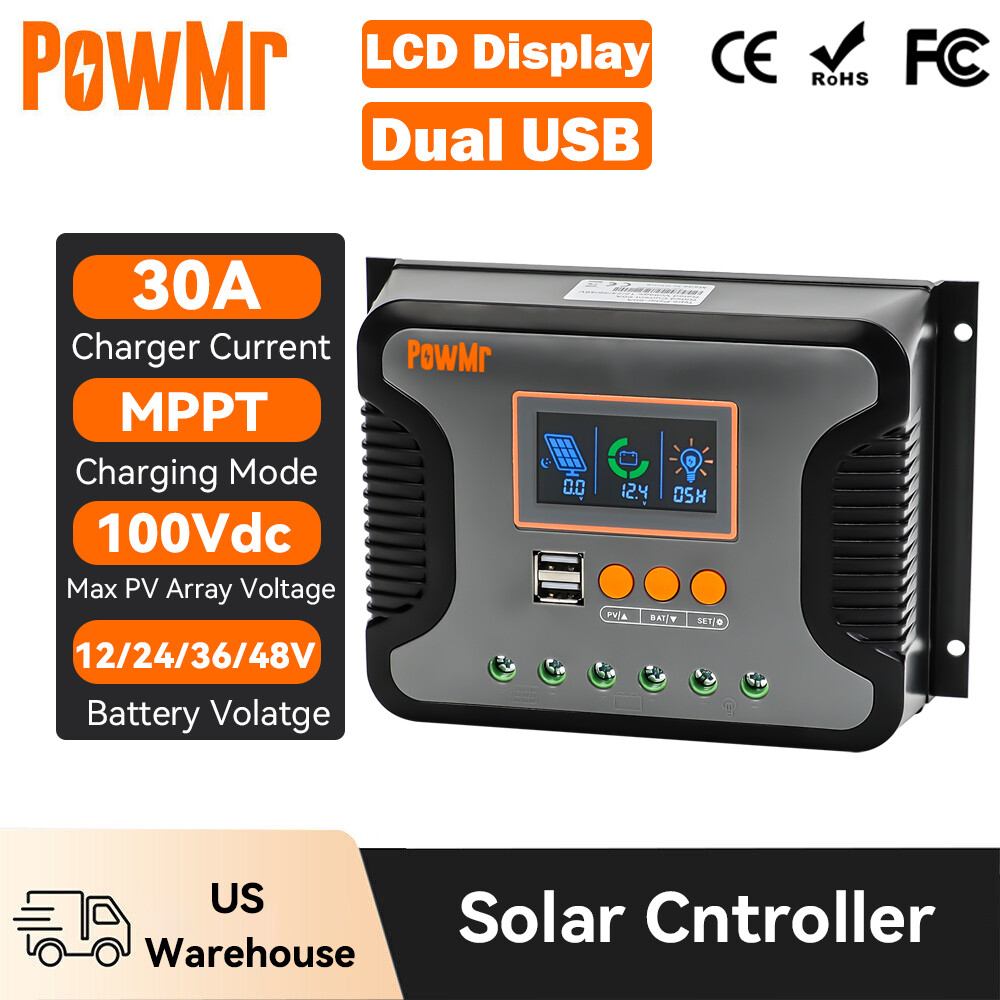 30A 60A 80A Solar Panel Charge Controller 12/24/36/48V LCD Display Regulator USB