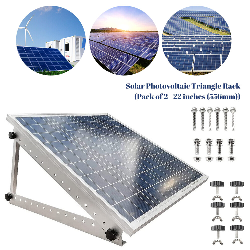 Set Adjustable Solar Panel Tilt Mount Bracket Frame For Roof Shed RV Car Boat
