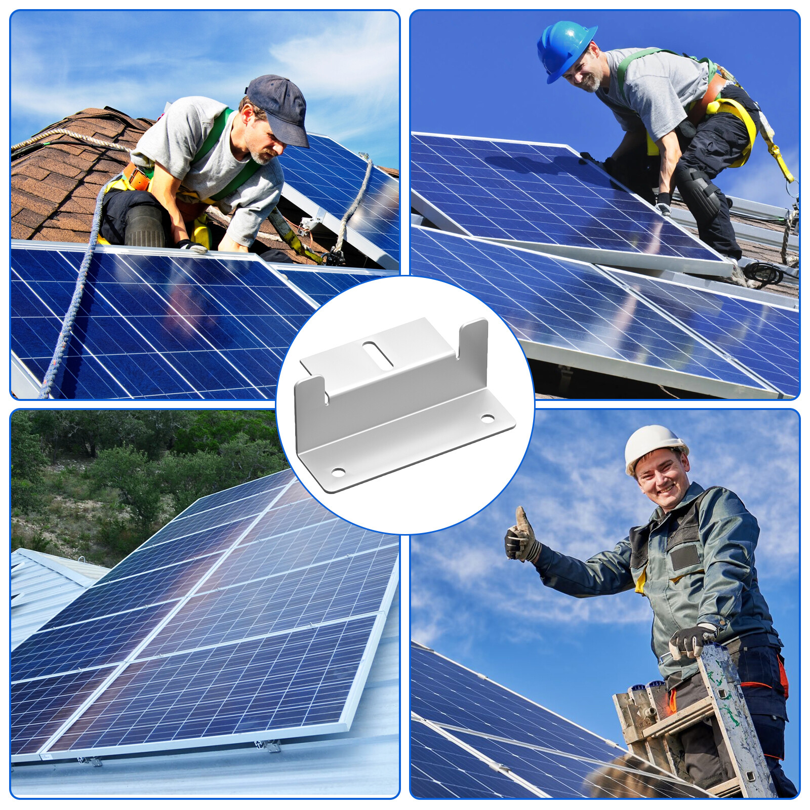 4/8/12/16PCS Solar Panel Z Bracket Mounting Mounts Set Aluminum RV Boat Roof