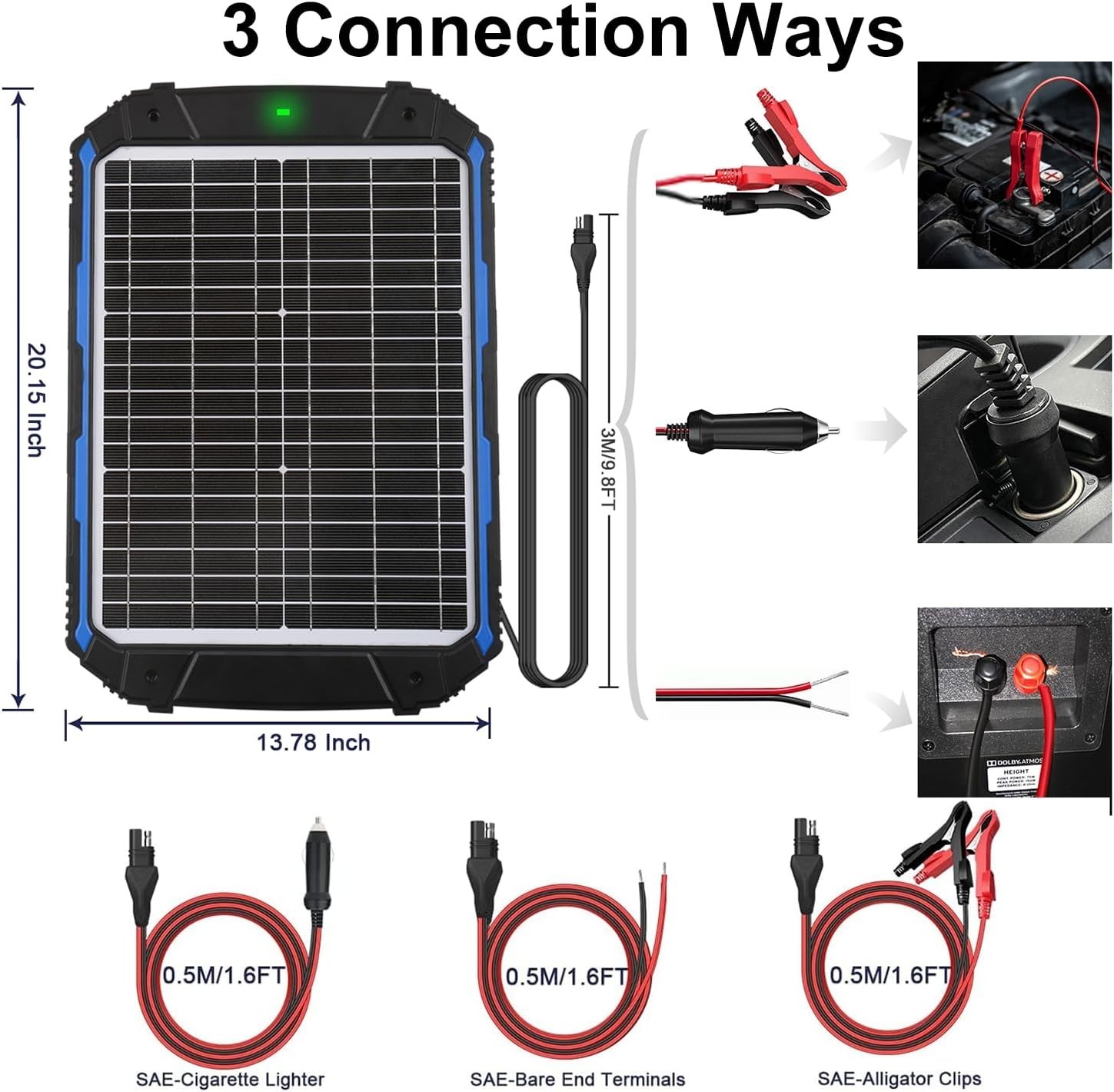20W 12V Solar Battery Trickle Charger & Maintainer PRO, Built-in Intelligent …