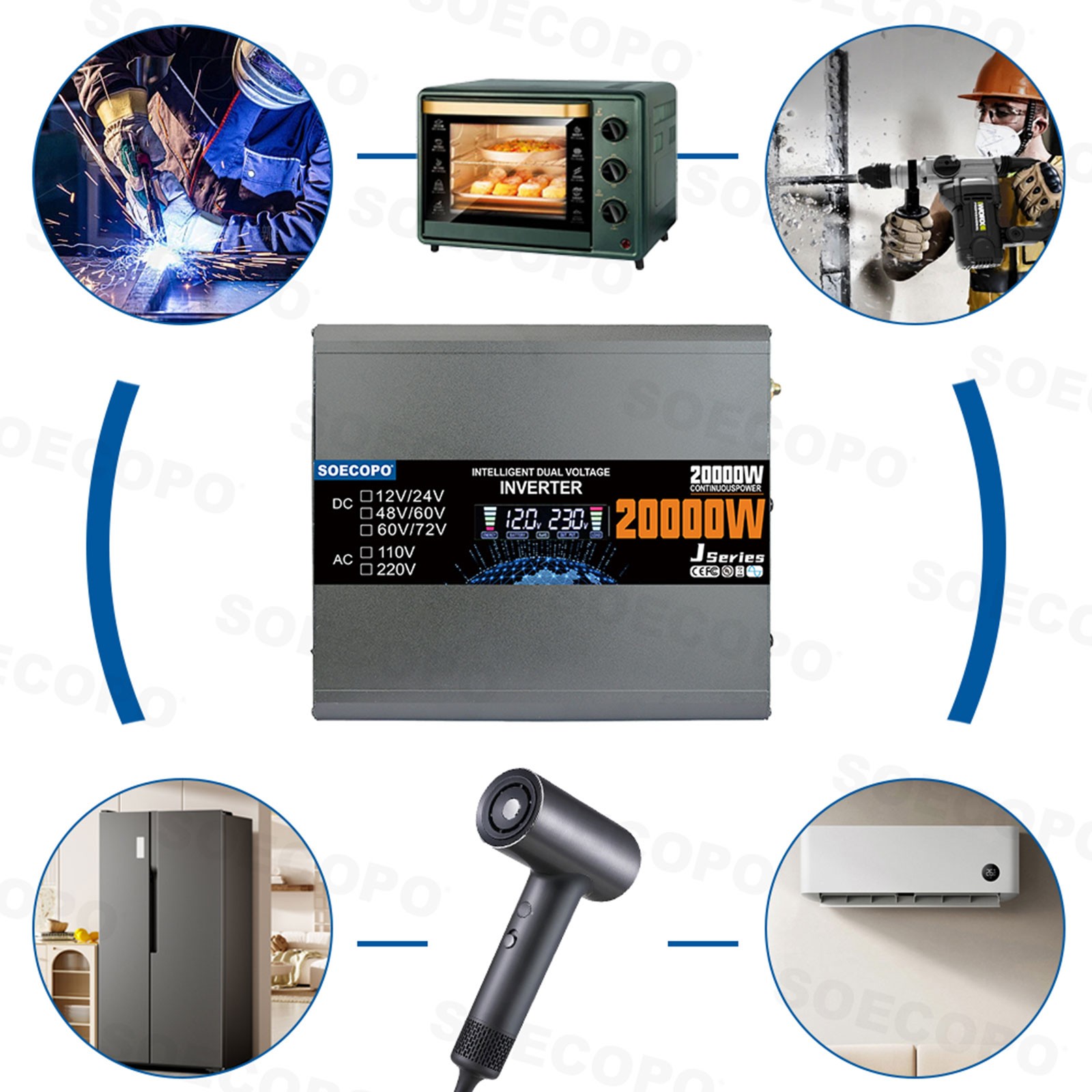 20000W Peak Solar System Kit Panel 110V/220V Inverter Complete for Home