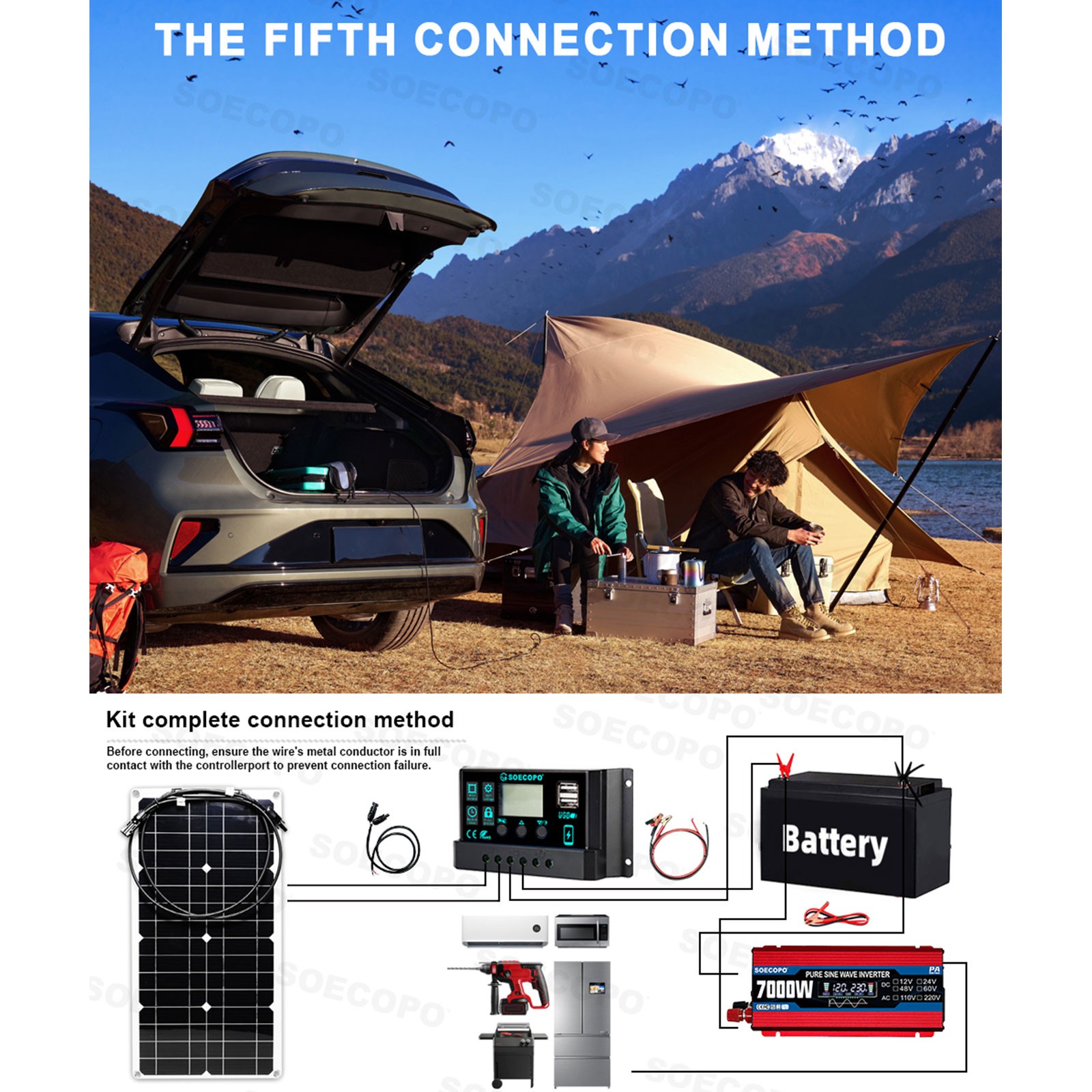 7000W Solar System Kit 100A Controller DC12V AC110 220V Panel for RV Boat CampIY