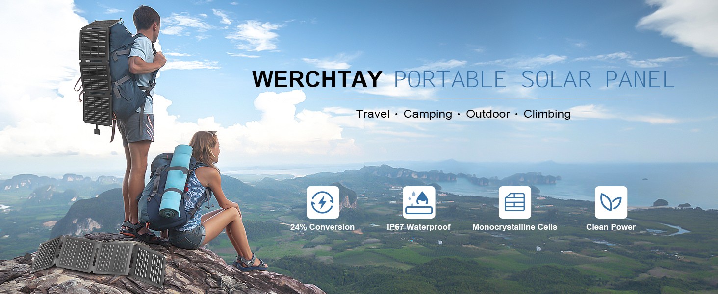 30W Foldable Waterproof Mono Solar Panel Charger RV with USB-C & USB-A Power NEW