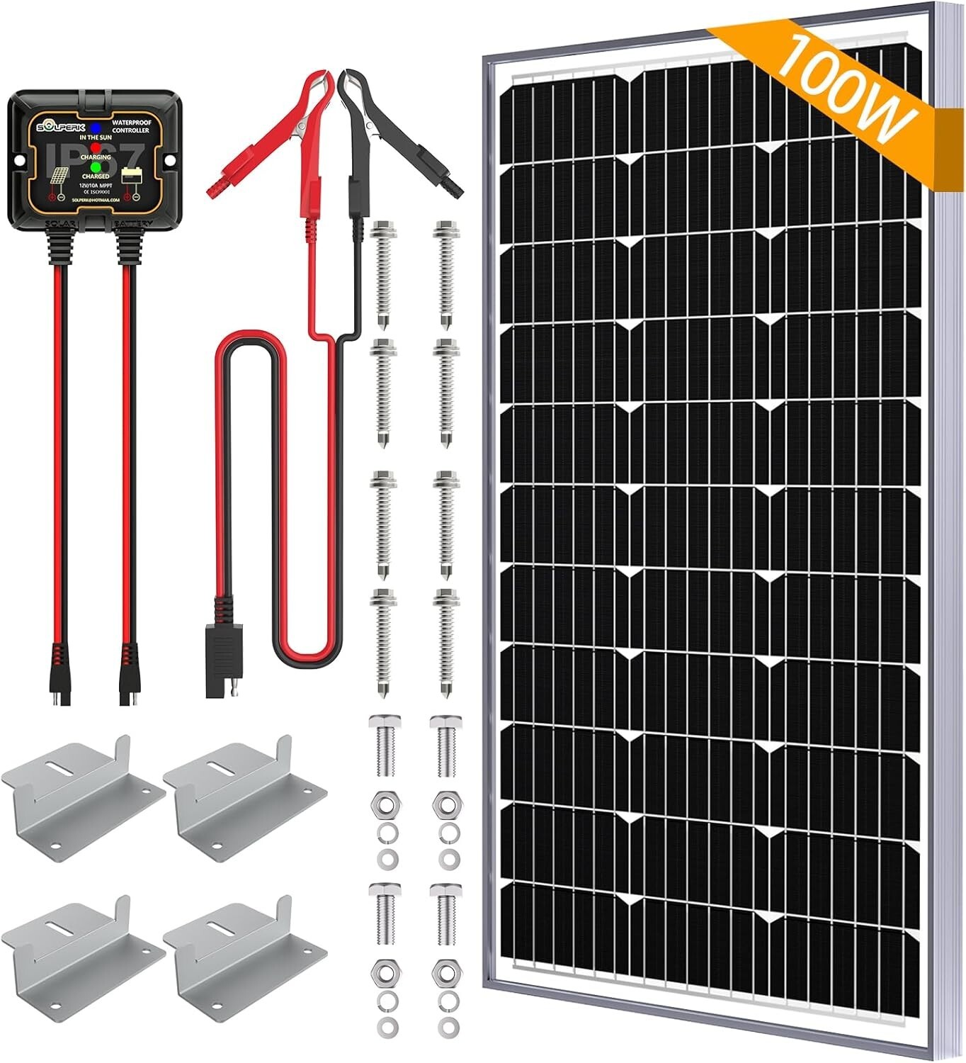High-Efficiency 100W Monocrystalline Solar Panel with 10A MPPT Charge Controller