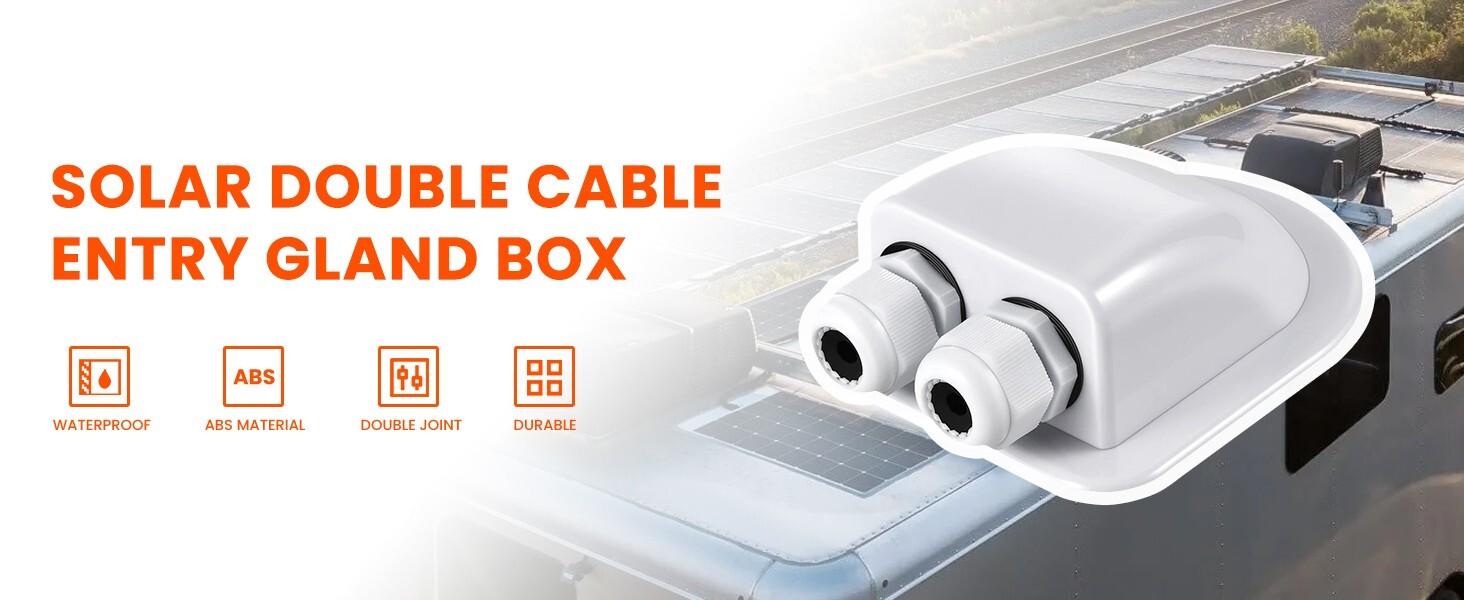 RICH SOLAR Double Cable Entry Gland Box RV Boat Roof Off-Grid Waterproof