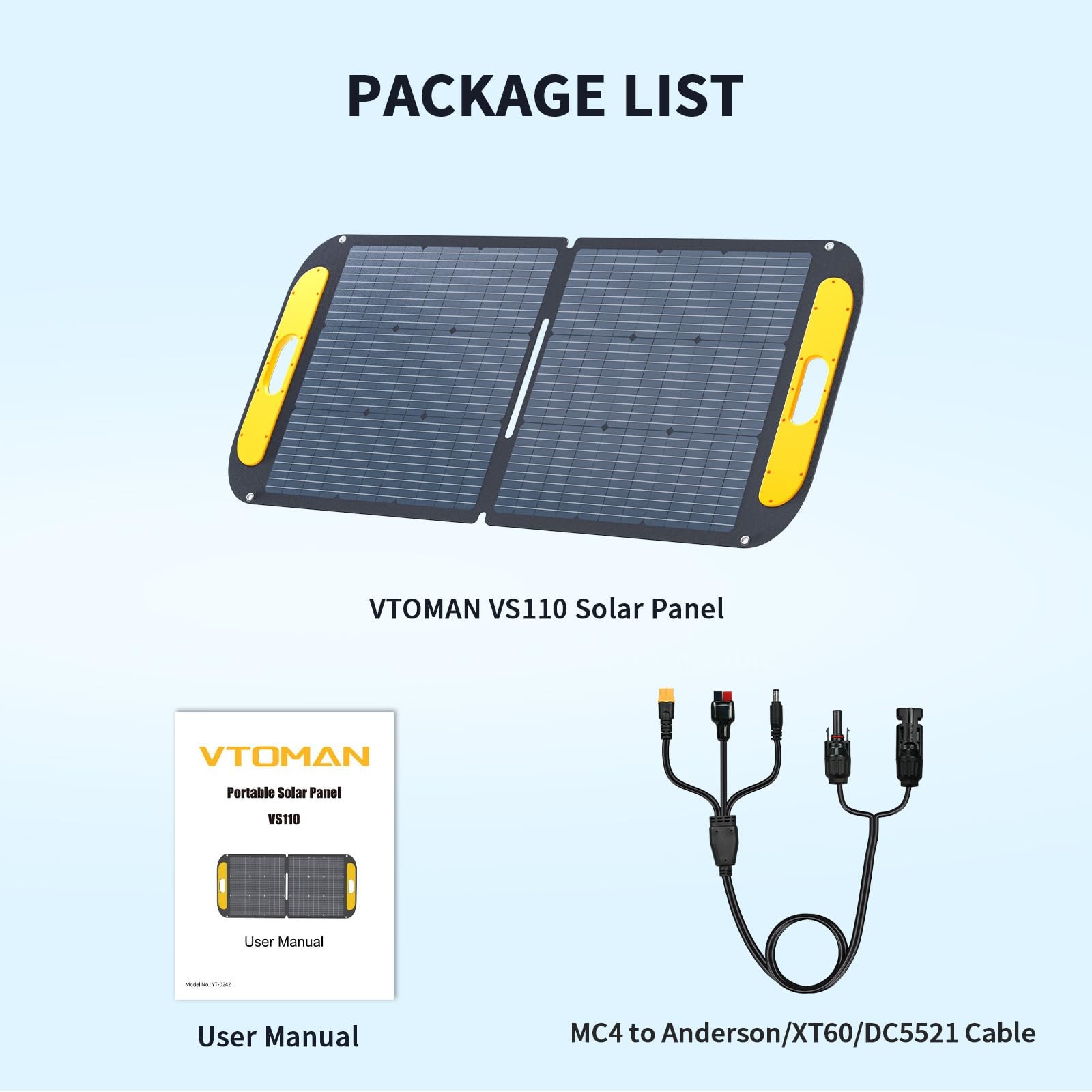 VTOMAN Portable Solar Panel for Solar Generator, 110W 19V Folding Solar Charg…