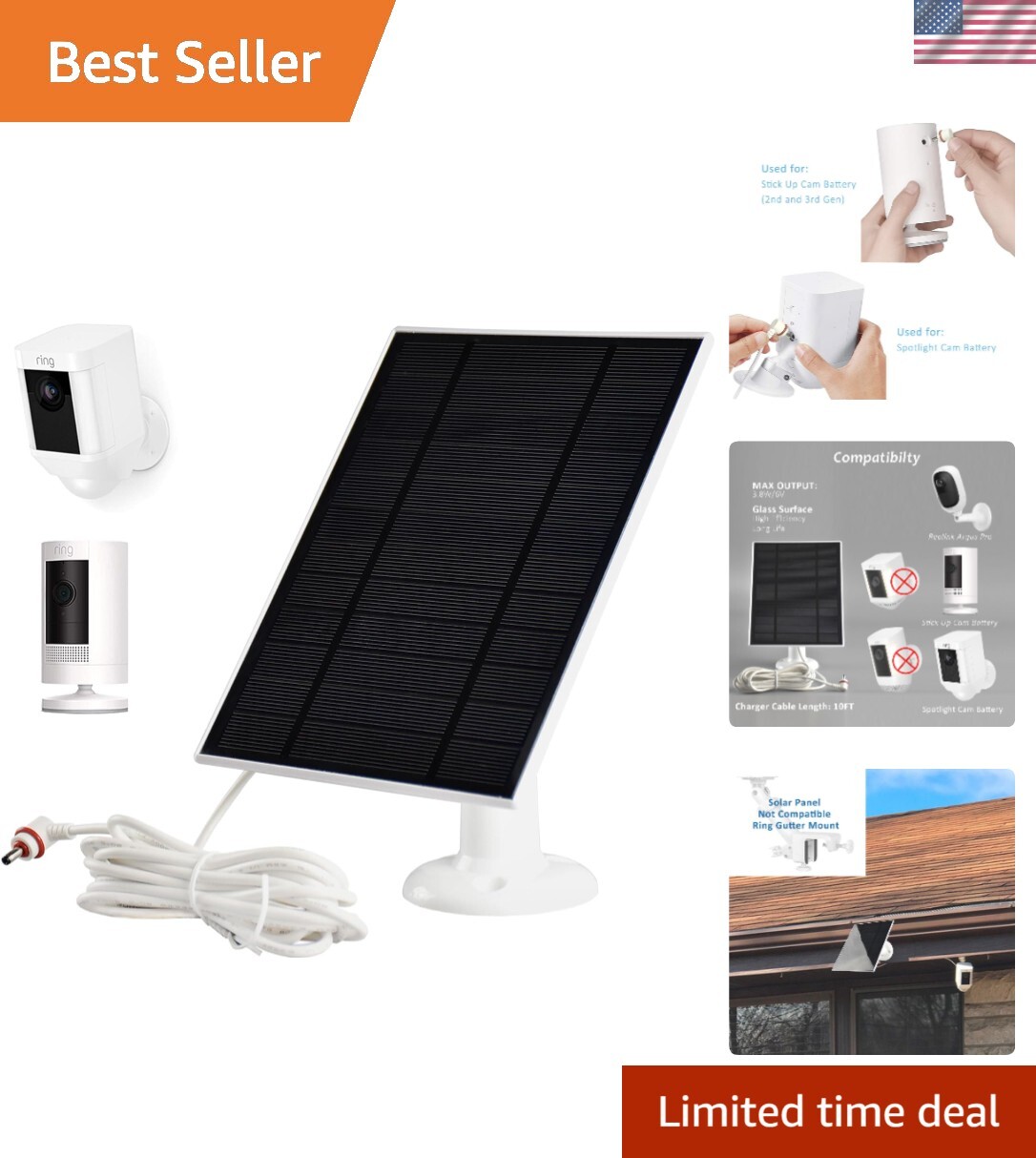 Versatile Solar Charging Solution for Reolink Argus Cam – 360° Bracket