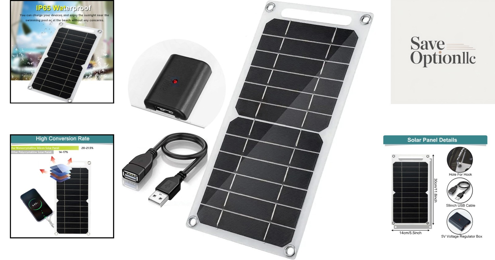 High Efficiency 5W Monocrystalline Solar Panel with USB – Energy Saving Solution